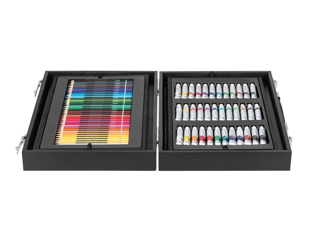 Crelando® Premium 174-piece paint set in real wooden case