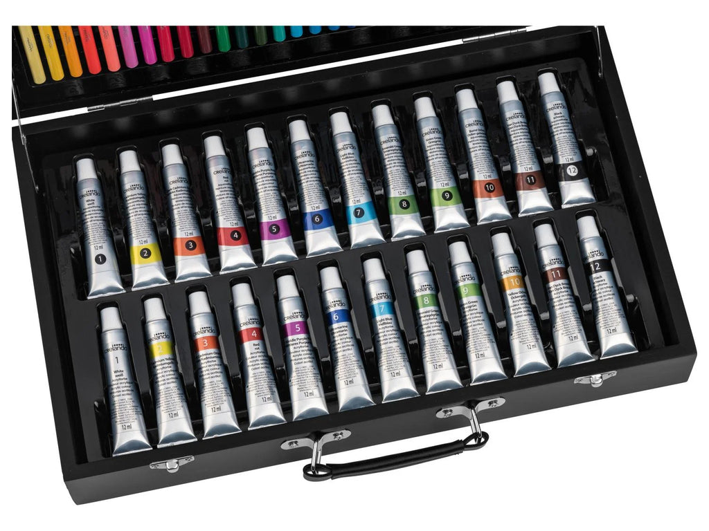 CRELANDO® Painter's Wood Suitcase Set, 81 pieces
