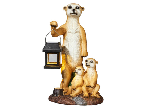 LIVARNO® Solar garden decoration - Meerkats Family with Lantern