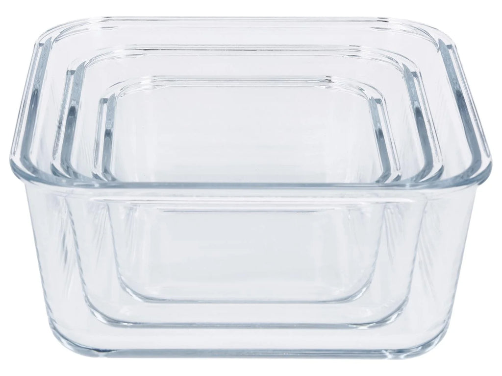 SILVERCREST® Set of 3 premium glass storage containers (squared) - 2L + 1L + 0.55 L