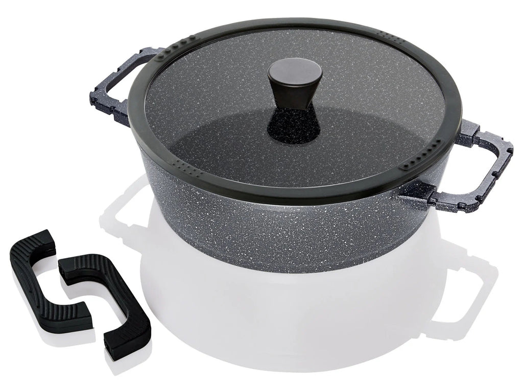 ERNESTO® Serving pan, cast aluminum, granite look, Ø 28 cm with glass lid