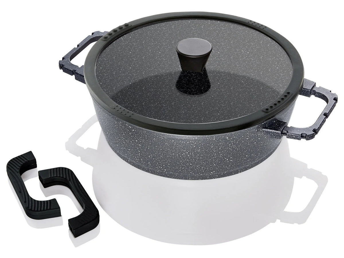 ERNESTO® Serving pan, cast aluminum, granite look, Ø 28 cm with glass lid