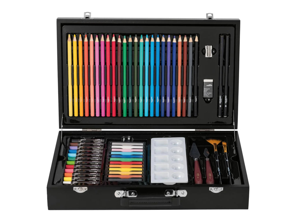 CRELANDO® Painter's Wood Suitcase Set, 81 pieces