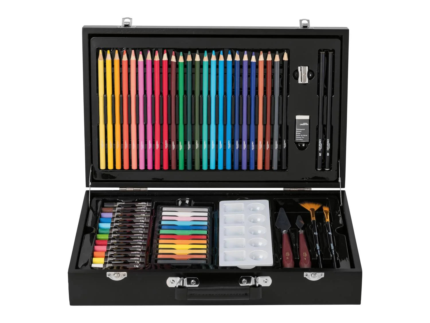 CRELANDO® Painter's Wood Suitcase Set, 81 pieces