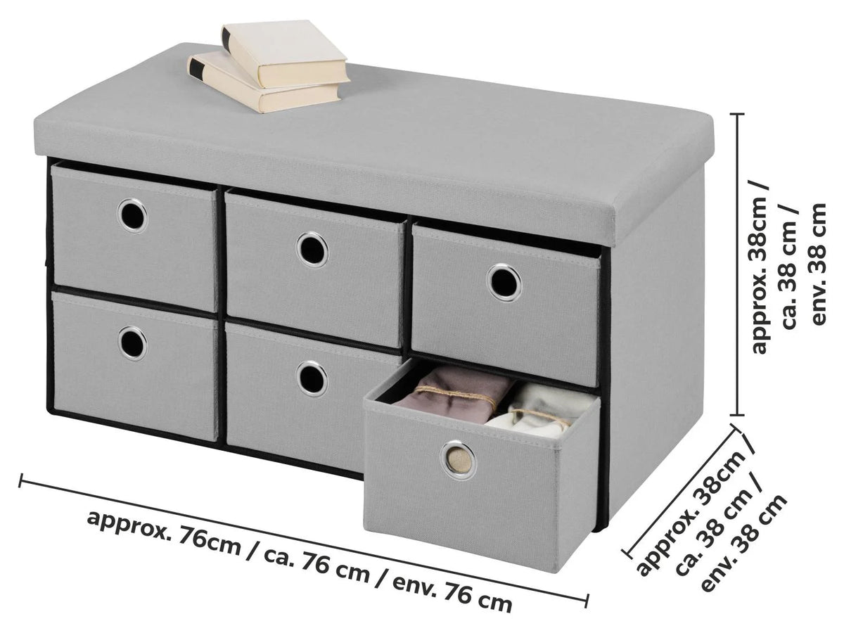 LIVARNO® Storage chest Ottoman seat, 6 compartments