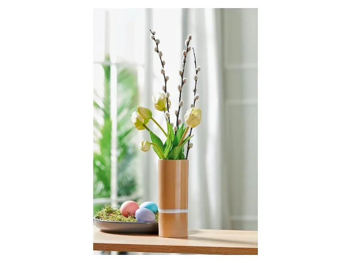Livarno home – Ceramic Vase / Flowerpot - Beige/Brown