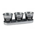 Parkside 3-Piece Zinc Herb Pot Set with Tray - Silver