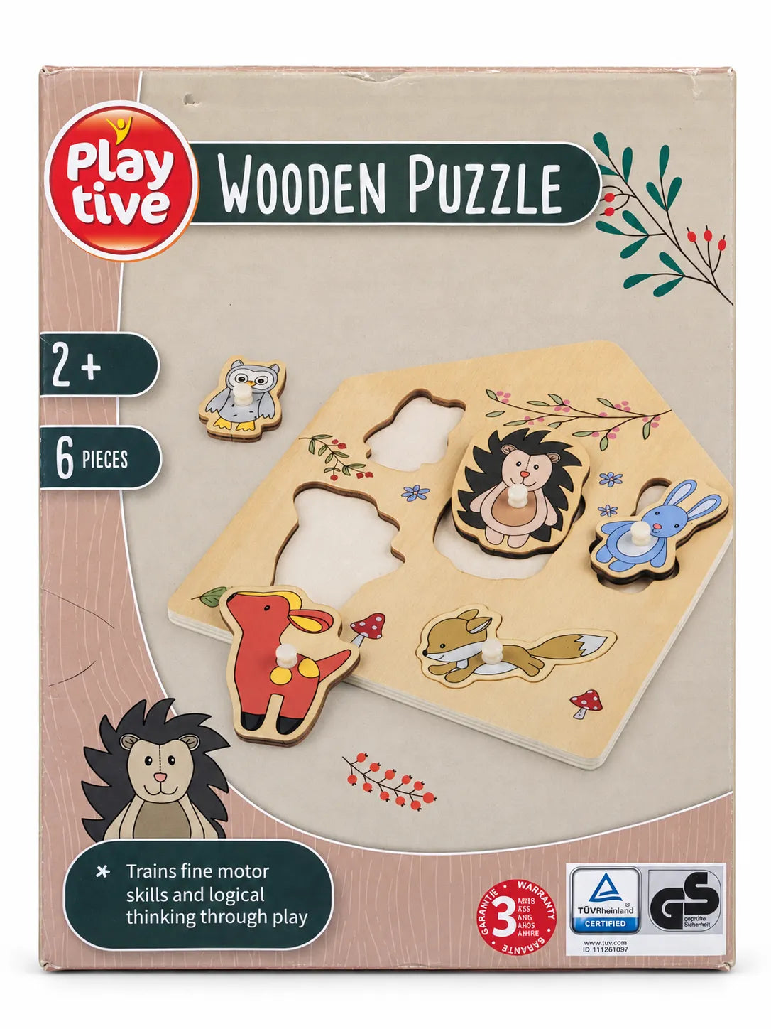 PLAYTIVE WOODEN PUZZLE ANIMAL PUZZLE age 2+