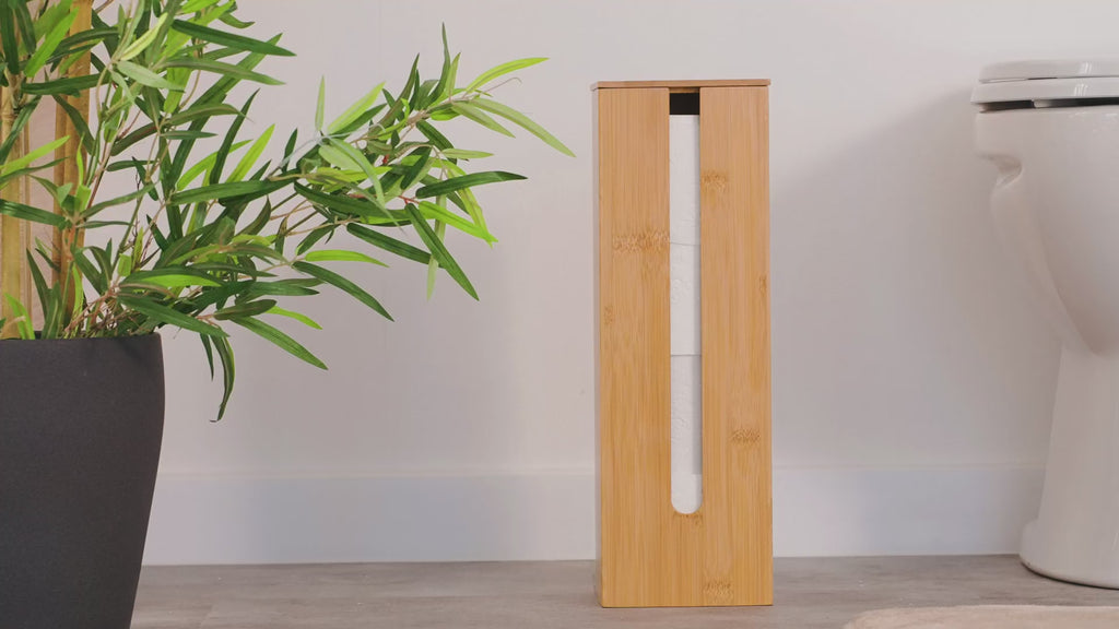 Hennez Bamboo Toilet Paper Storage