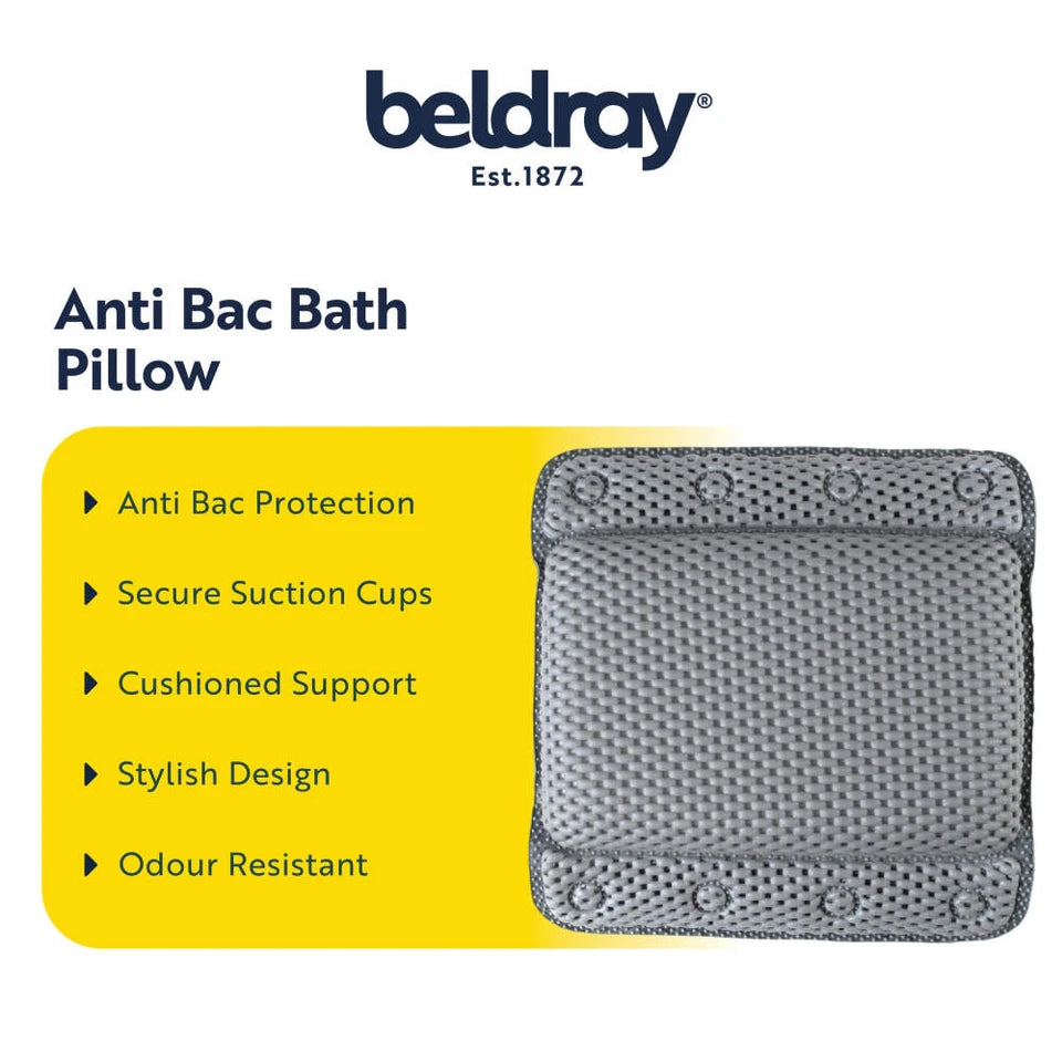 Beldray Anti Bacterial treated Bath Pillow - Grey