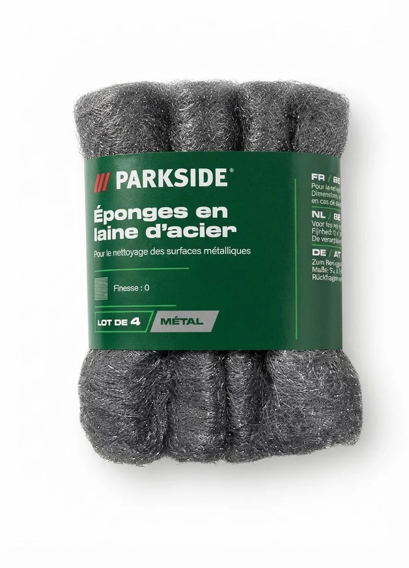 Parkside Steel Wool Sponges – Graininess 0, Pack of 4 pieces