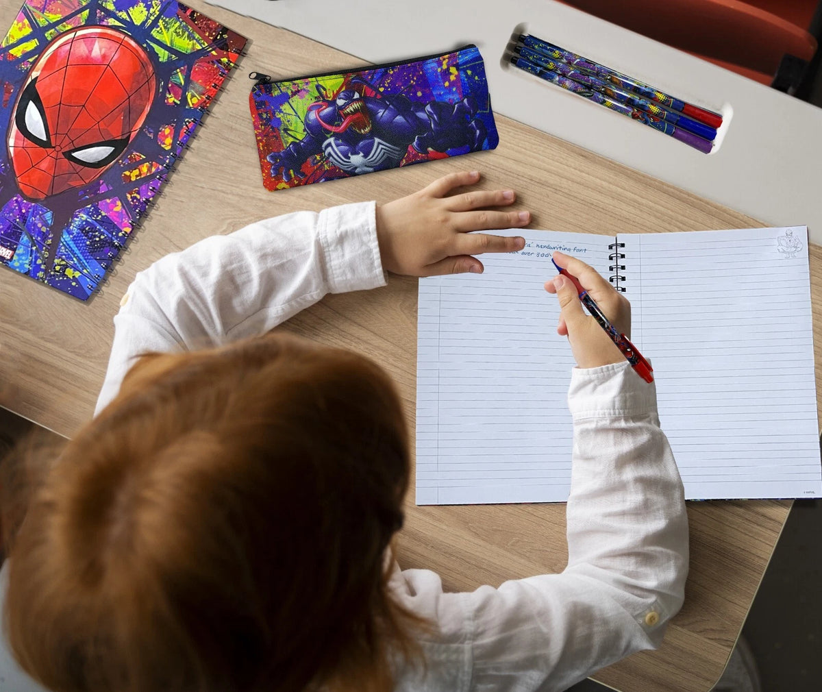 Spider-Man Bumper Stationery Wallet Set Kids Gamer Back To School Gift - 12 pieces