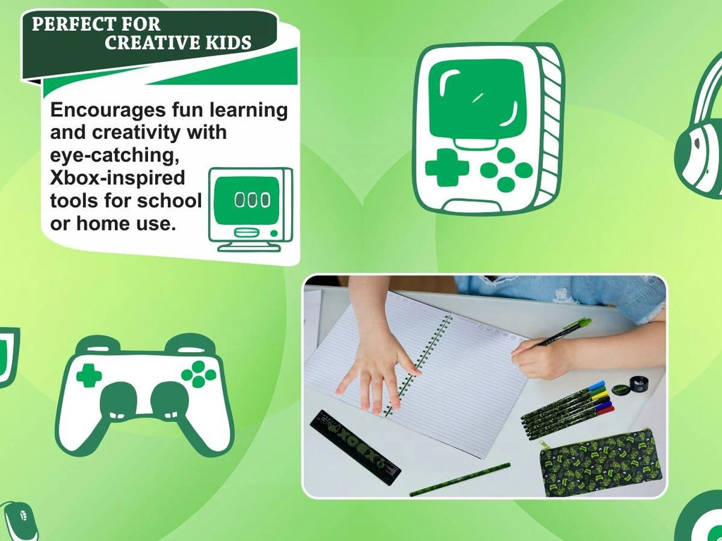 XBOX Bumper Stationery Wallet Set Kids Gamer Back To School Gift - 12 pieces