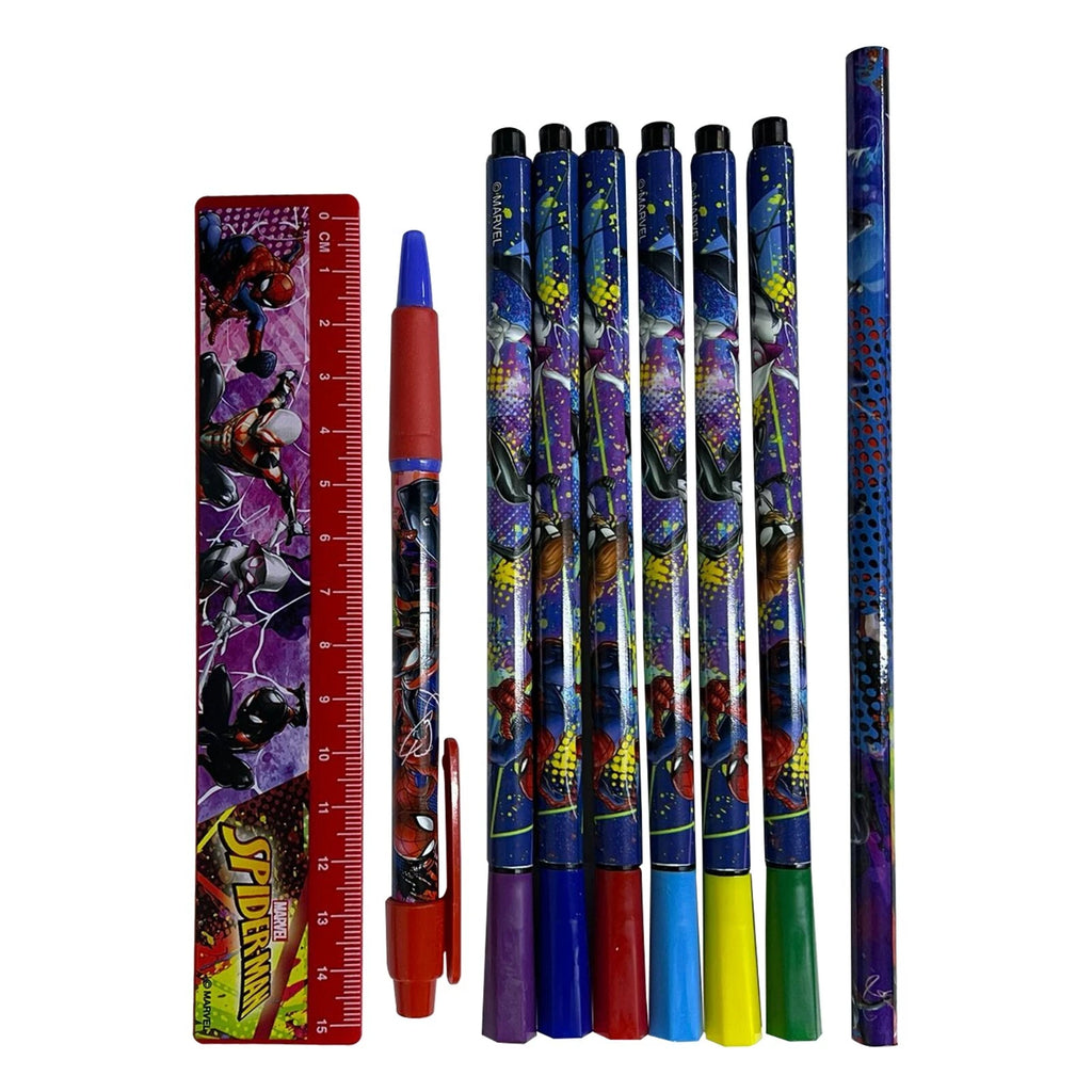 Spider-Man Bumper Stationery Wallet Set Kids Gamer Back To School Gift - 12 pieces