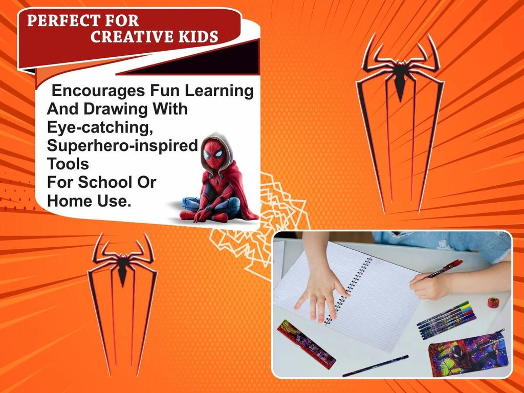 Spider-Man Bumper Stationery Wallet Set Kids Gamer Back To School Gift - 12 pieces