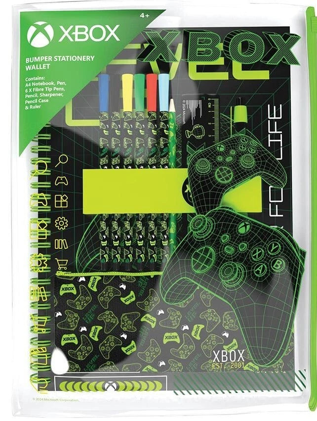 XBOX Bumper Stationery Wallet Set Kids Gamer Back To School Gift - 12 pieces