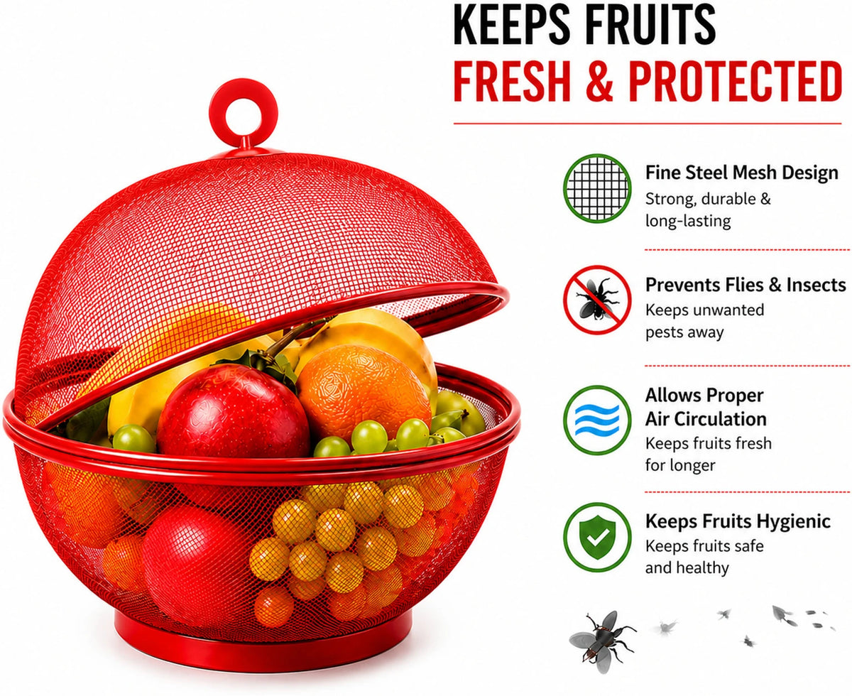 Livarno Wire Mesh Fruit Basket with Lid 27 x 21 CM