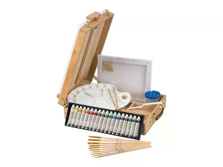 CRELANDO Tabletop easel in wooden case - MAXI 52-piece set