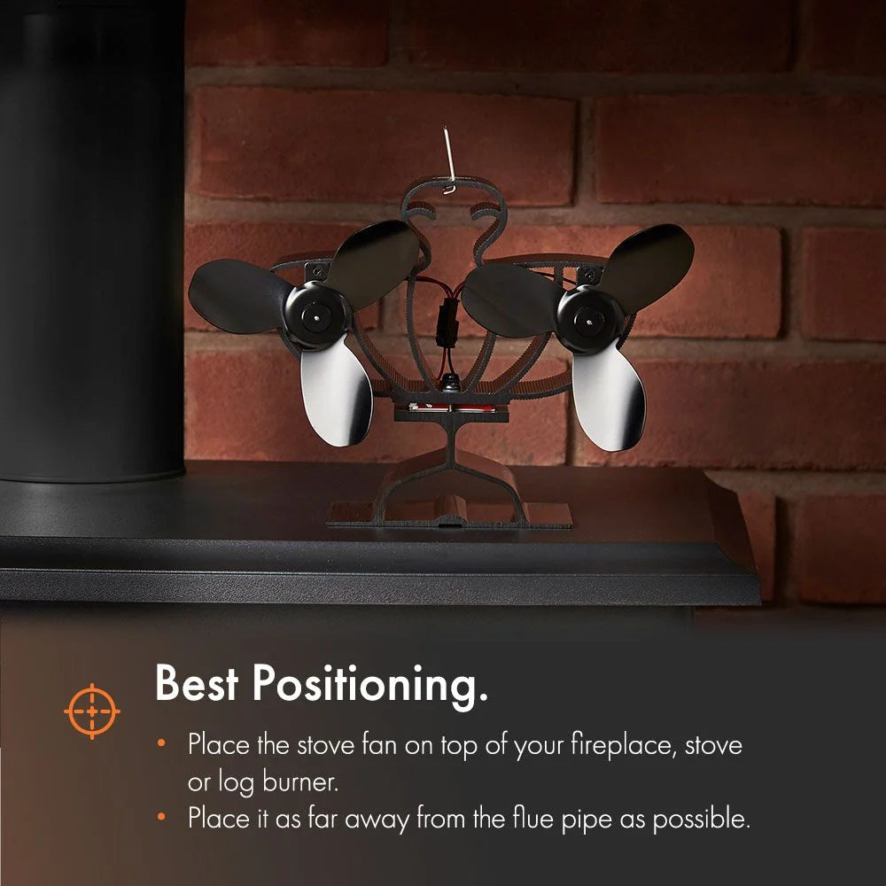 Vonhaus 6 Blade Double Stove Fan (self powered)