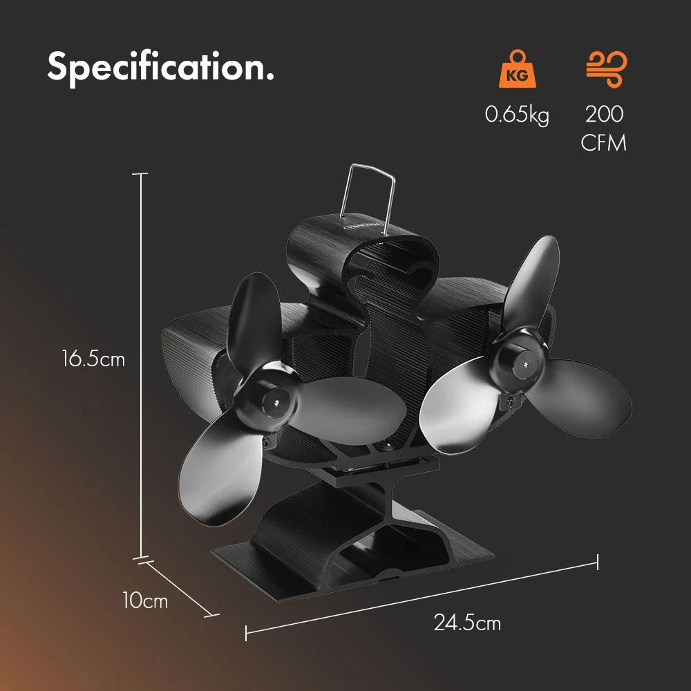Vonhaus 6 Blade Double Stove Fan (self powered)